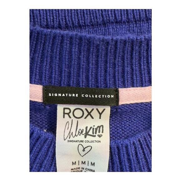 Roxy Women's Blue Crewneck Pullover‎ Sweater Size Medium Chloe Kim Collection - Picture 5 of 9